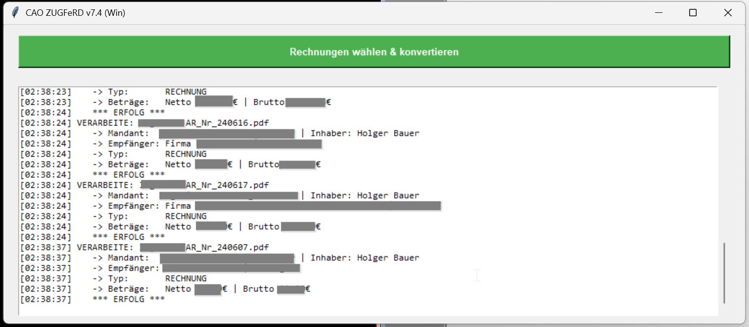 So wurde mein CAO-Faktura 1.4.xF fit für die XRechnung (ZUGFeRD)
